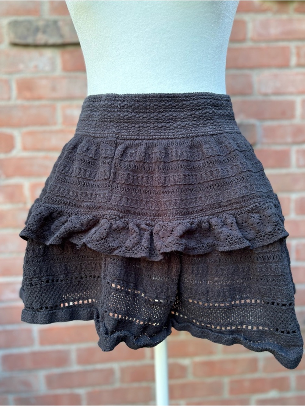 Aerie Lined Miniskirt Size S Ruffle Boho Whimsigoth Festival